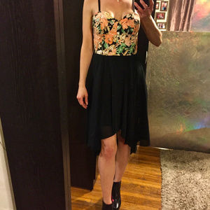 ZINGA High Low dress. Flower print bustier top. S